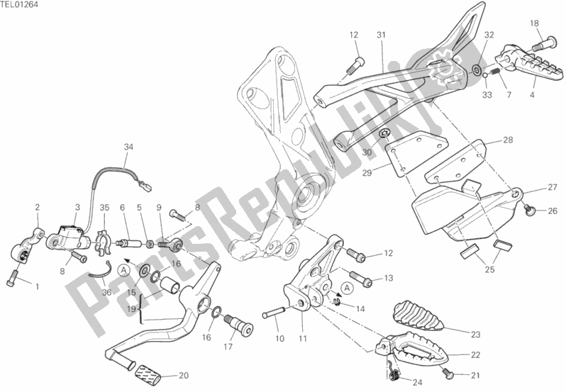 Tutte le parti per il Poggiapiedi, A Sinistra del Ducati Diavel 1260 S 2020